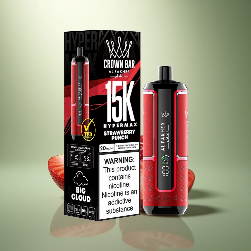 Al Fakher Crown Bar 15K Hypermax Aardbei Punch 22ml 600mAh Type-C