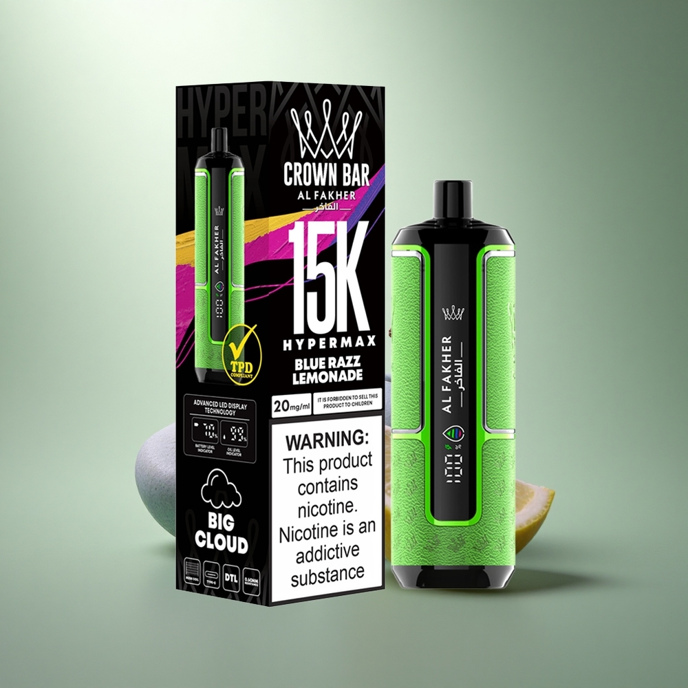 Al Fakher Crown Bar 15K Hypermax Blauwe Framboos Citroen Limonade 22ml 600mAh Type-C