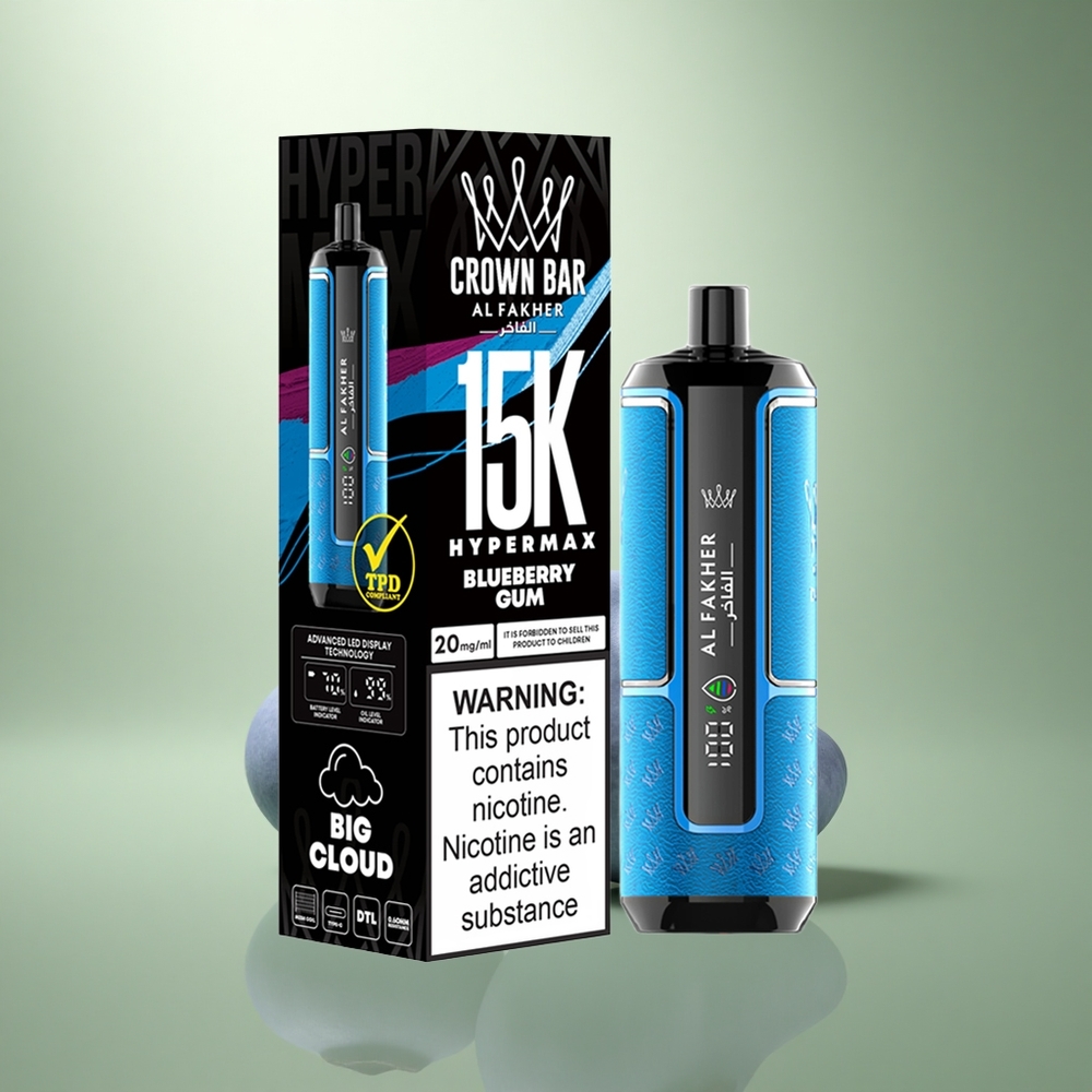 Al Fakher Crown Bar 15K Hypermax Blauwebes Kauwgom Lichtgewicht 22ml
