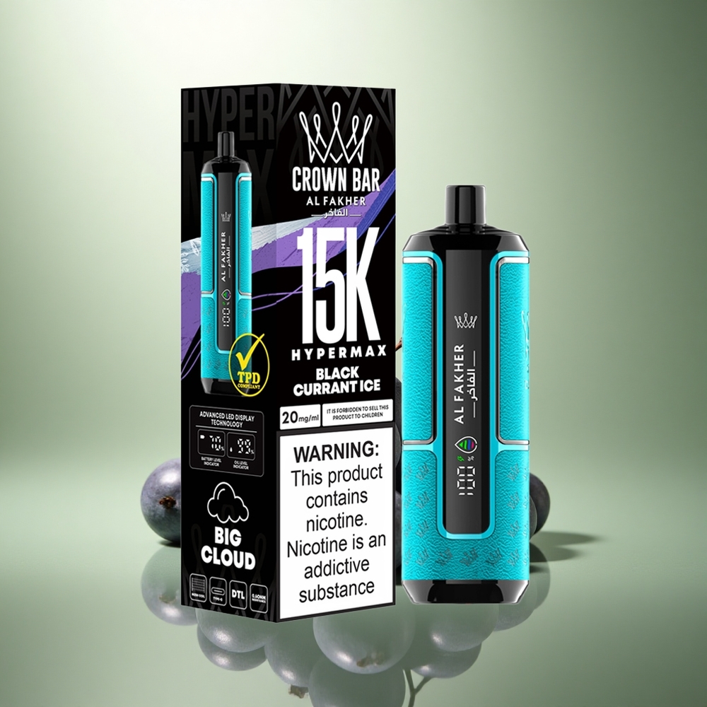 Al Fakher Crown Bar 15K Hypermax Zwarte Bes IJs 600mAh Type-C