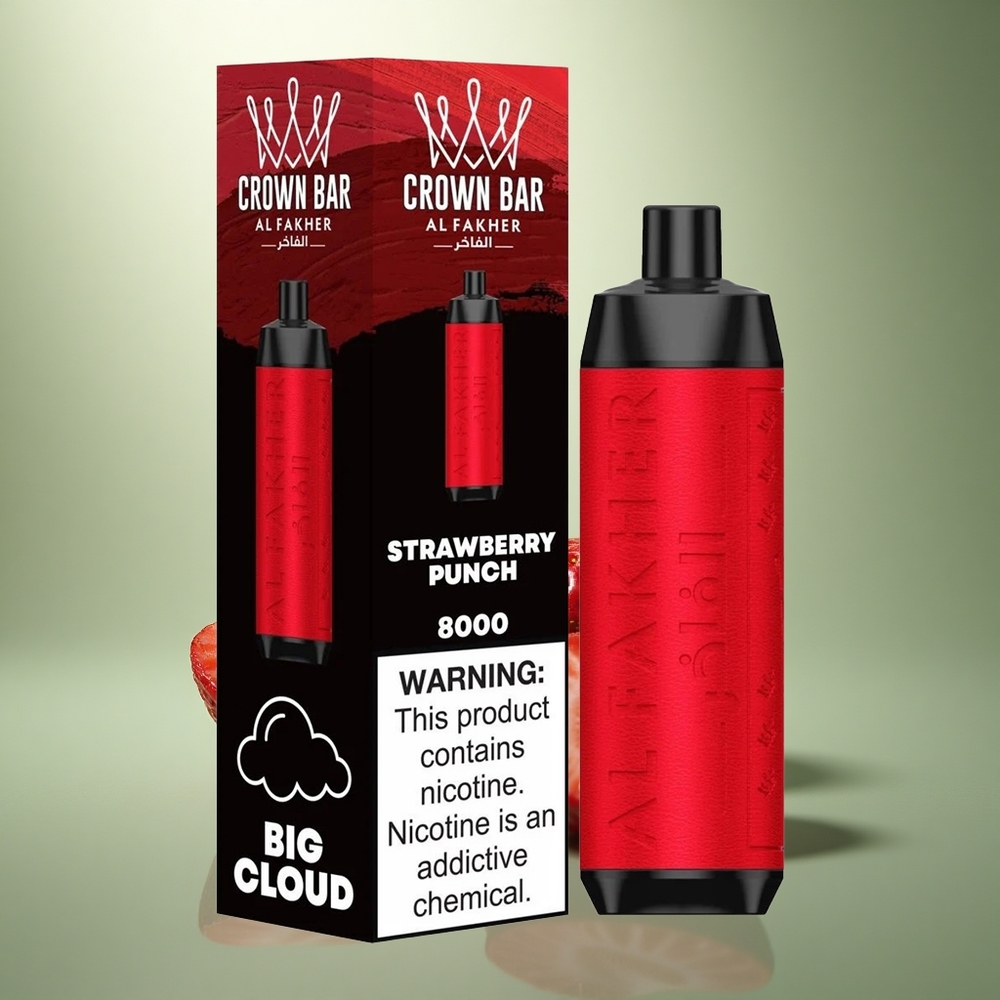Al Fakher Crown Bar 8000 Crystal Aardbeien Punch 600mah Type-C 18ml