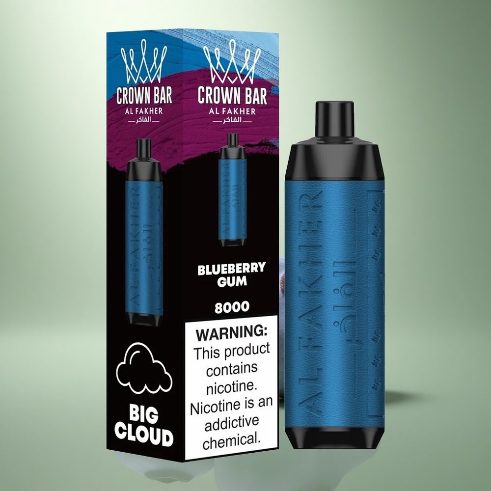 Al Fakher Crown Bar 8000 Crystal Blauwebessen Kauwgom 600mah Type-C