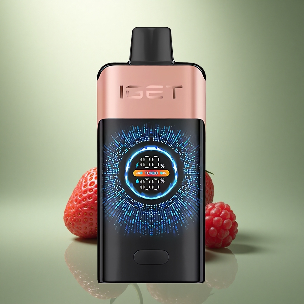 IGET ONE 12000 Puffs Aardbei Framboos 2700 mAh Grote Gebogen Kleuren Scherm