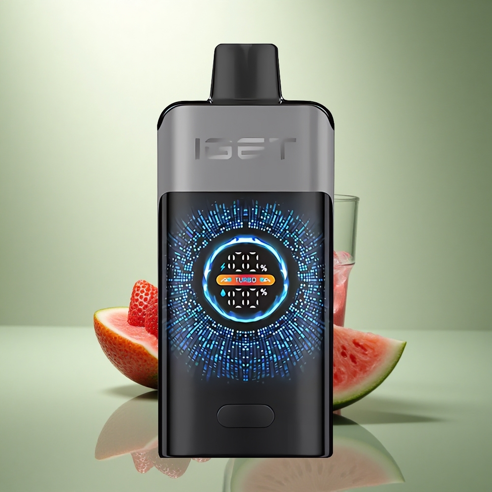 IGET ONE 12000 Puffs Aardbei Watermeloen IJs Grote Gebogen Kleurenscherm 2700 mAh Batterij