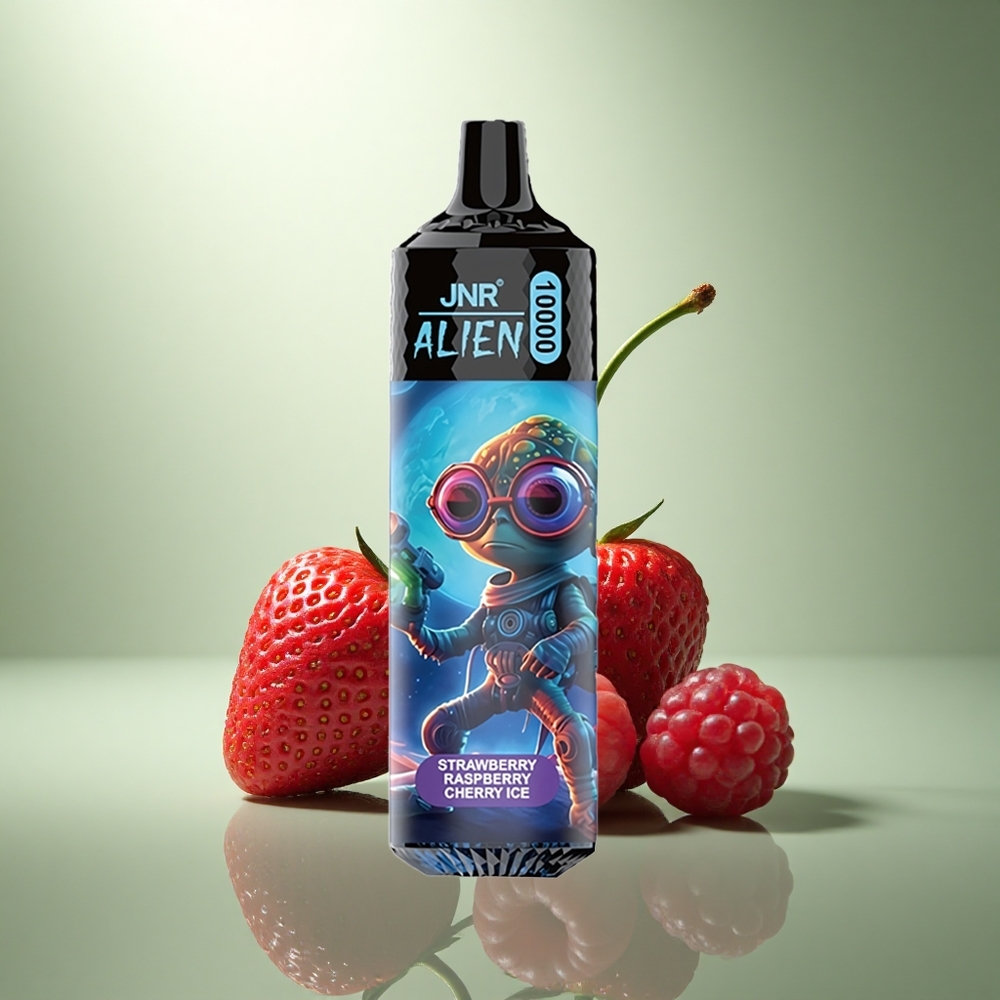 JNR Alien 10000 Aardbei Framboos Kers IJs met Mesh Coil en LED Verlichting