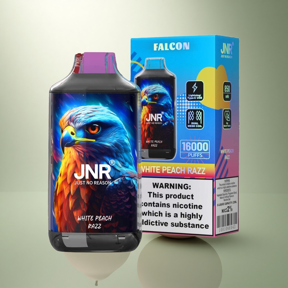 JNR Falcon 16000 Witte Perzik Razz Dual Mesh 22ml LED