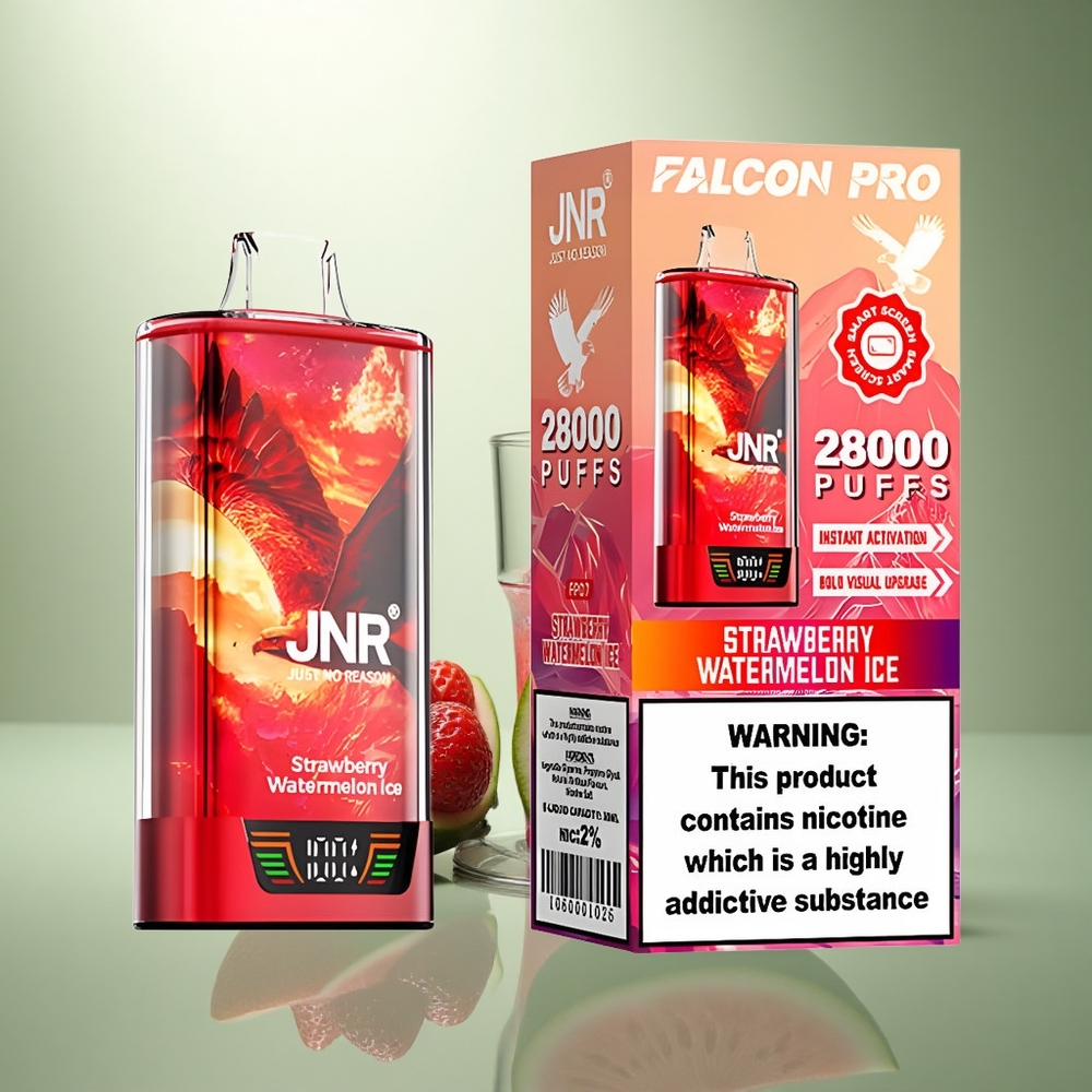 JNR Falcon Pro 28000 Aardbei Watermelon IJskoud met Dual Mesh Coil en Smart Display