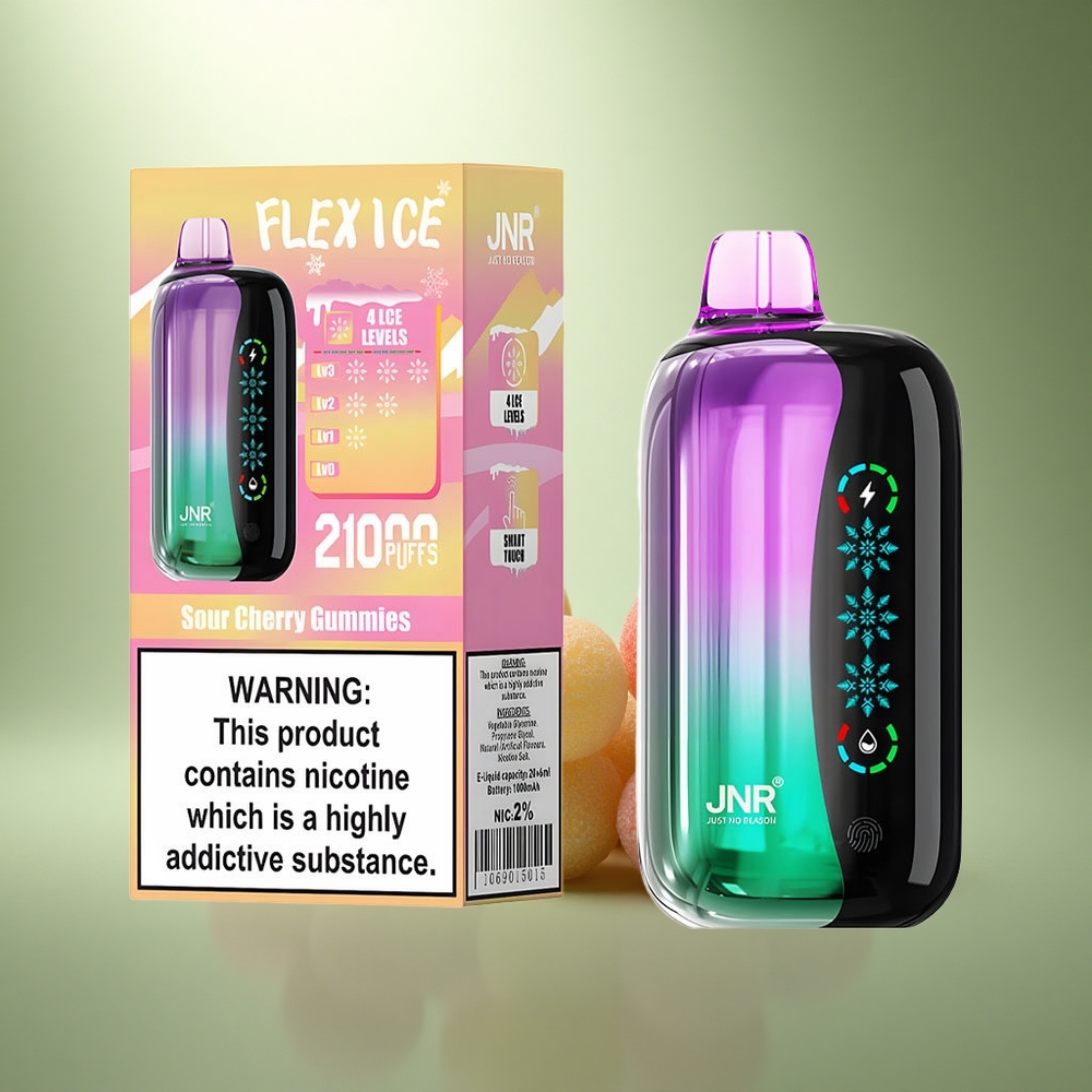 JNR Flex Ice 21000 Zure Kersen Gummies met Aanpasbare IJs en Dual Mesh