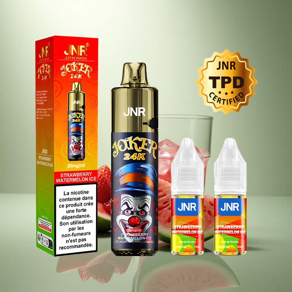 JNR Joker 24K Aardbei Watermeloen IJs 2% Nicotine 10ml Zichtbaar Vloeistofniveau