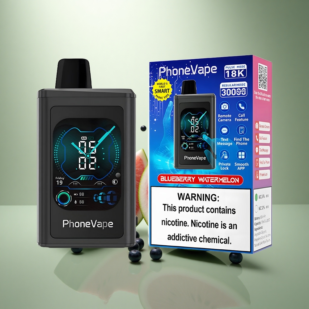 JNR PhoneVape 30000 Blauwe Bes Watermeloen Turbo Luchtstroom Scherm