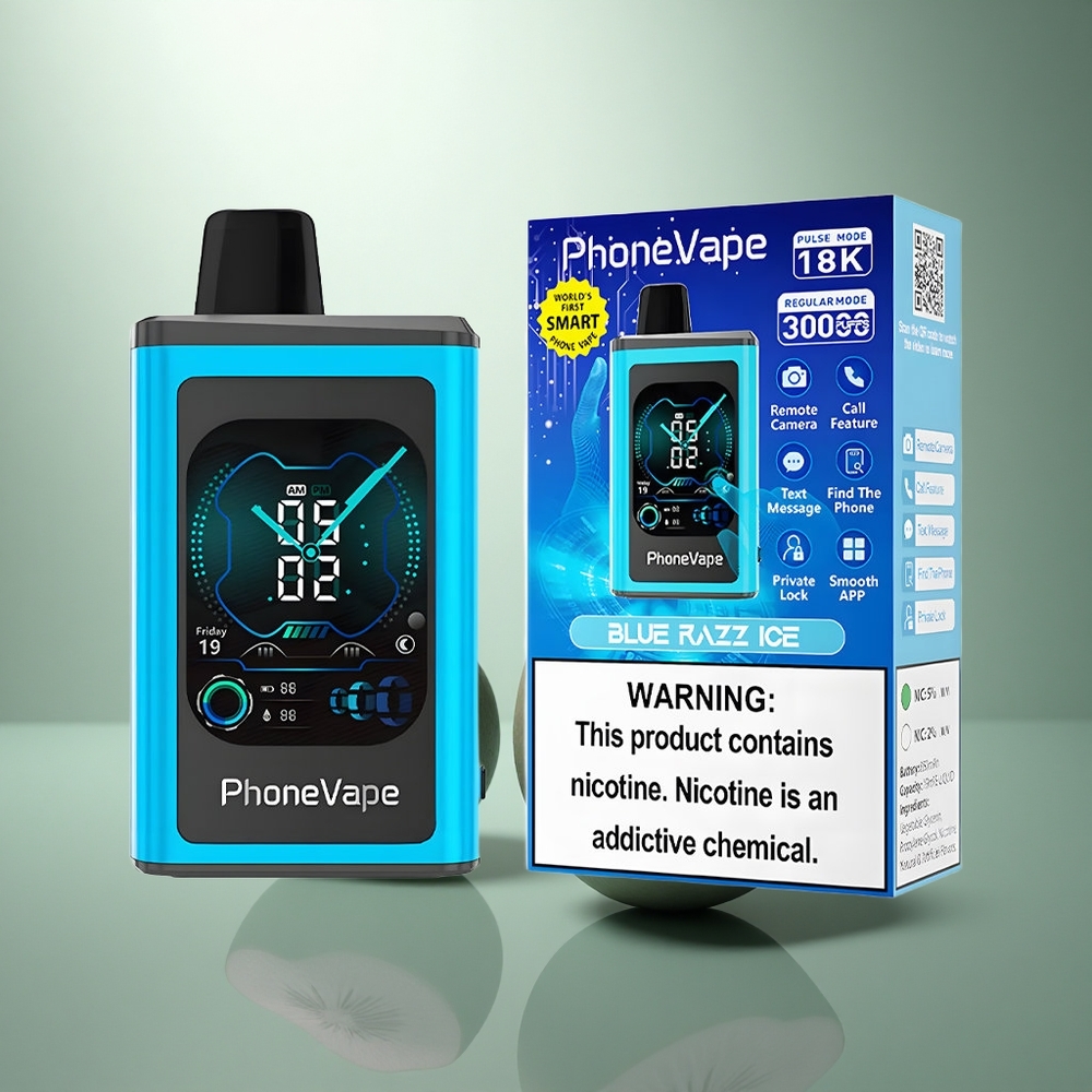 JNR PhoneVape 30000 Blauwe Framboos IJs Type-C Oplaadbaar Scherm