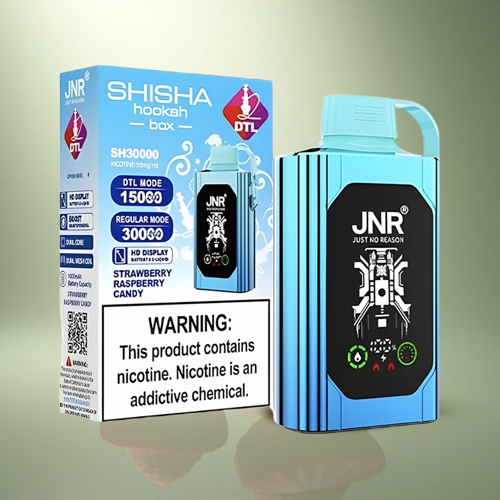 JNR Shisha Hookah Box 20500 Aardbei Framboos Snoep HD Display 1000mAh Dual Mesh Coil
