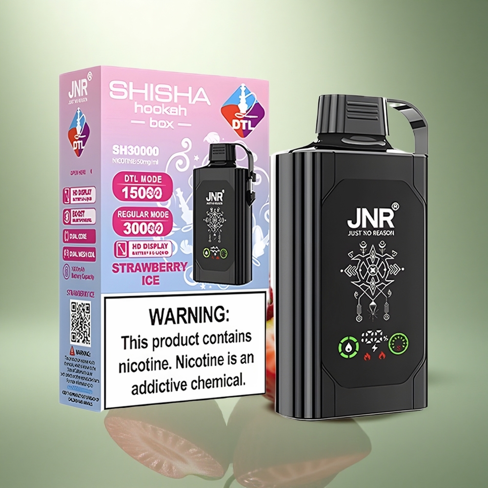 JNR Shisha Hookah Box 20500 Aardbei IJs HD Scherm Dual Mesh Coil
