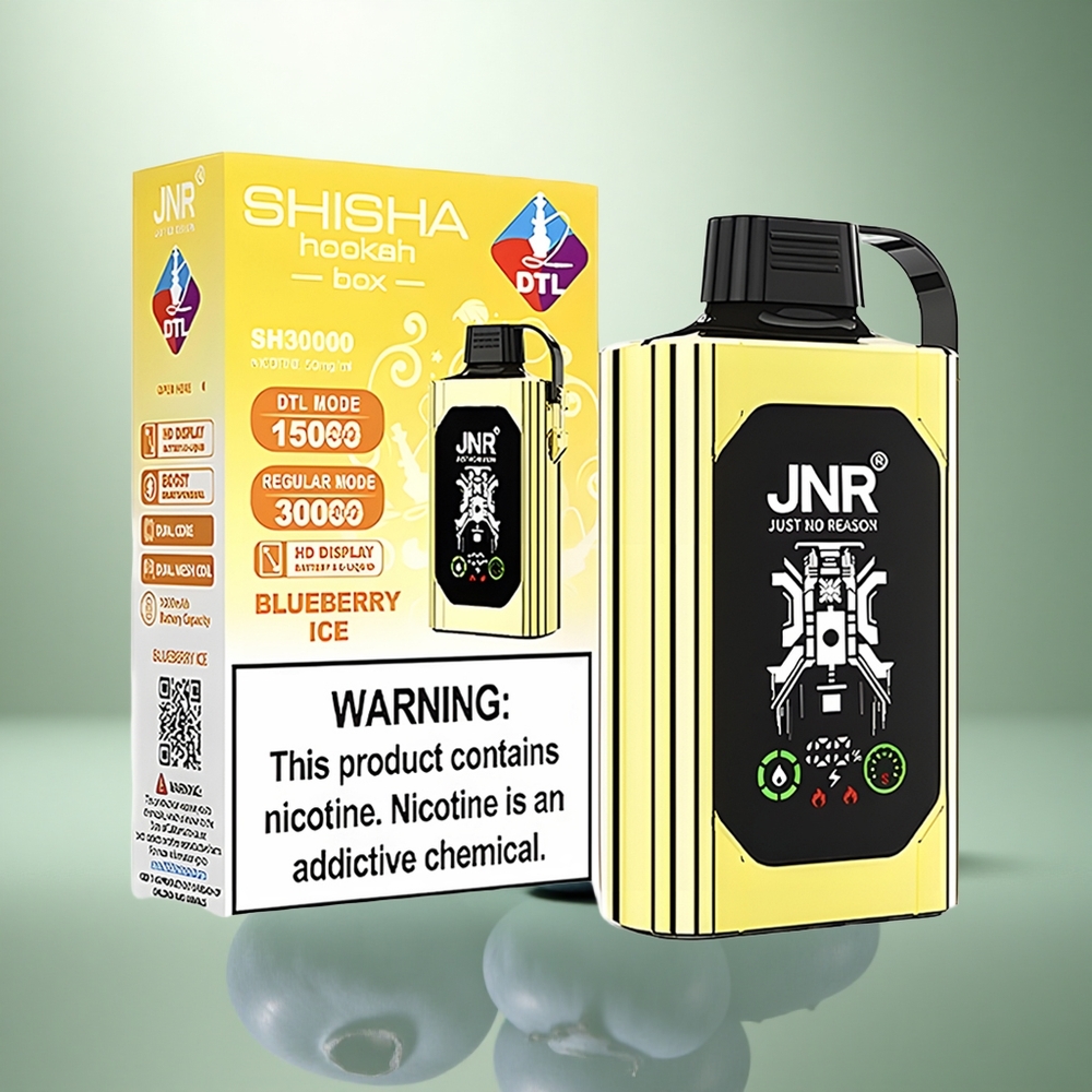 JNR Shisha Hookah Box 20500 Blauwe Bes IJs HD Scherm & Dual Mesh Coil