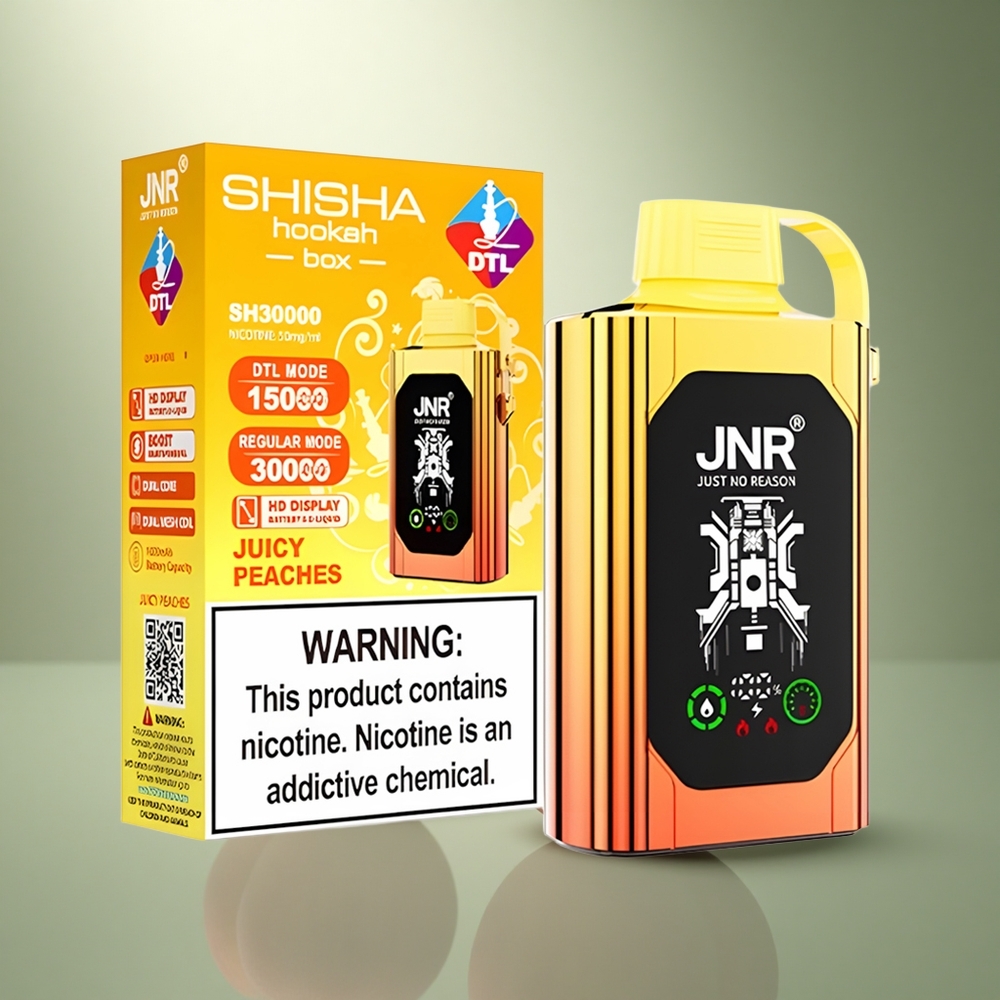 JNR Shisha Hookah Box 20500 Sappige Perziken HD Scherm & Dual Mesh Coil