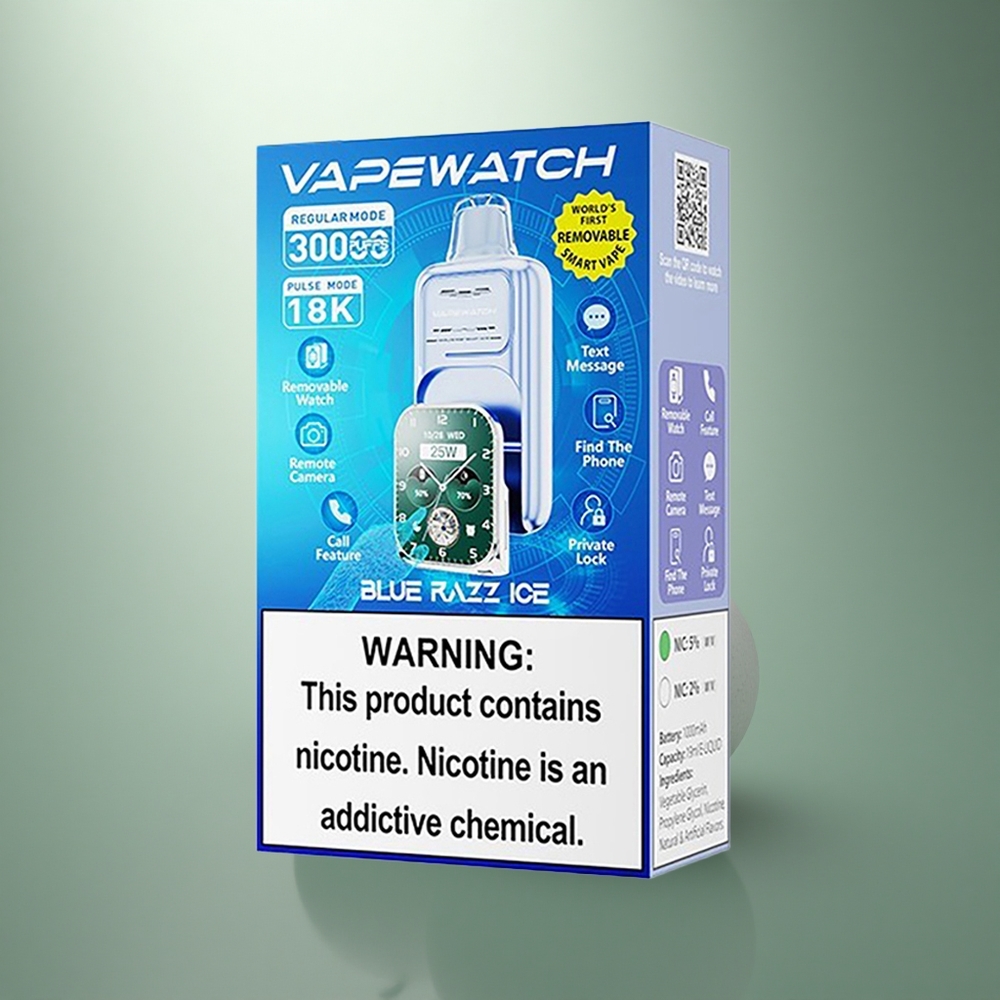 JNR VapeWatch 30000 Blauwe Framboos IJs 1000mAh Dual Mesh