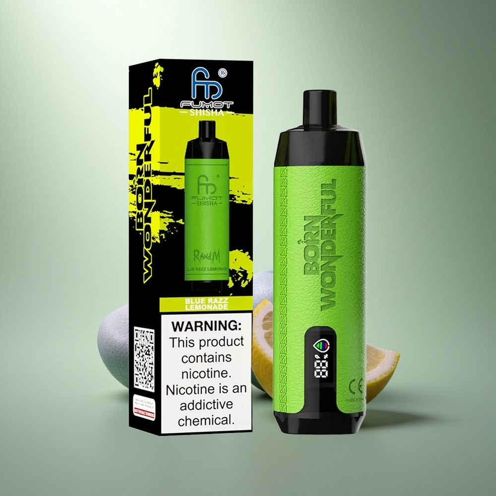 RandM Fumot Shisha 10000 Puffs Blauwe Razz Limonade met LED en 18ml