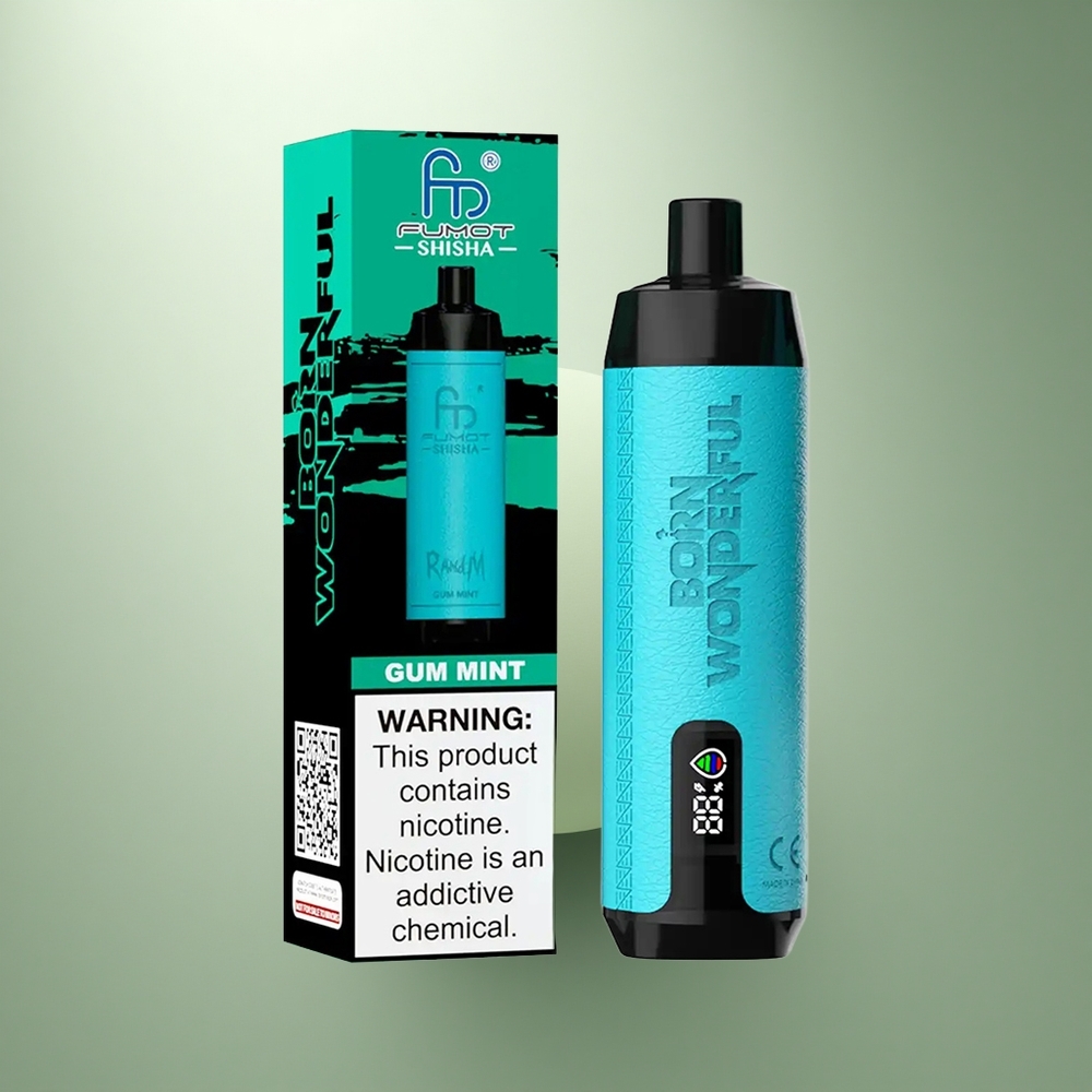 RandM Fumot Shisha 10000 Puffs Kauwgom Munt LED Mesh 0.6ohm