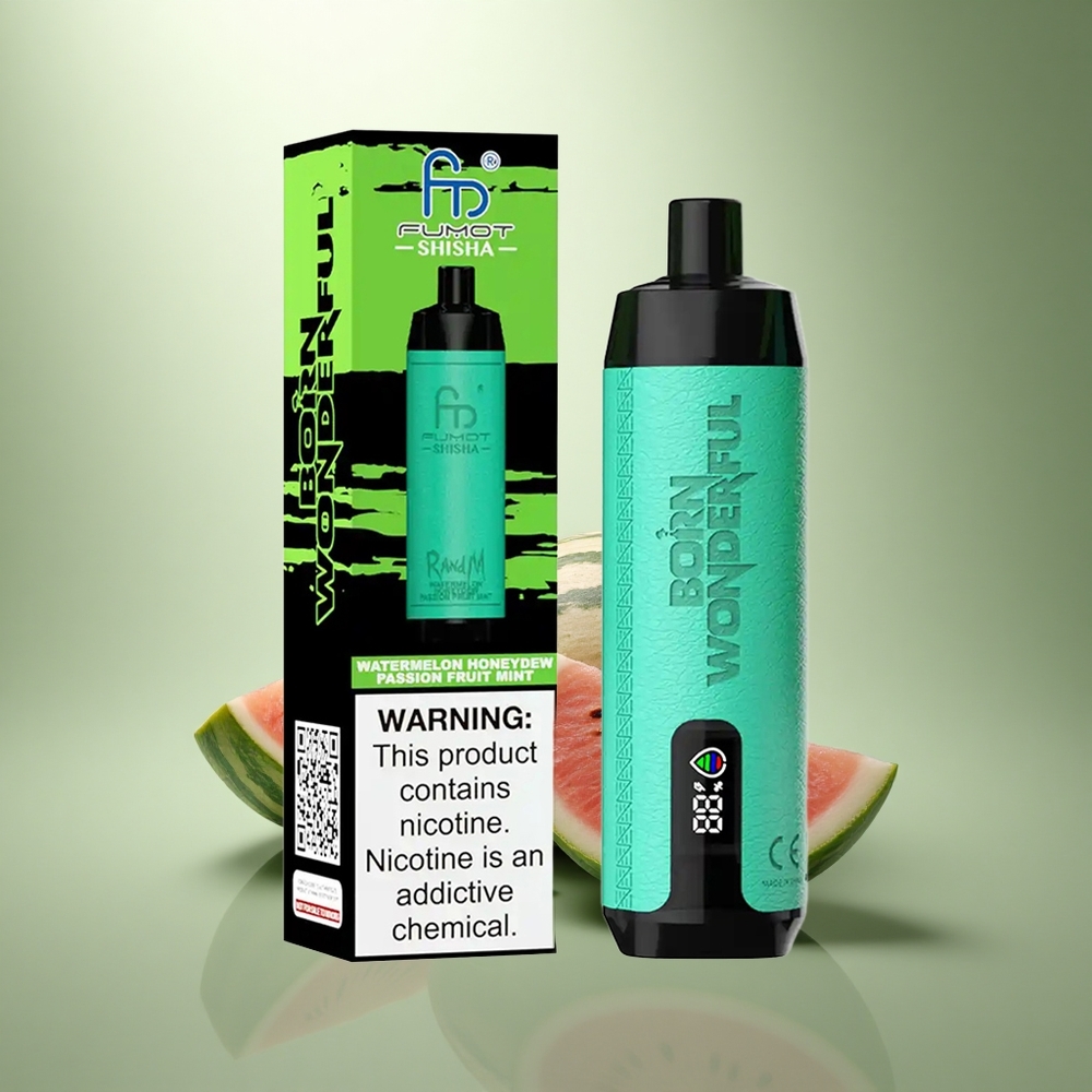 RandM Fumot Shisha 10000 Puffs Watermeloen Honingdauw Passievrucht Munt met LED Indicatie en Type-C Poort