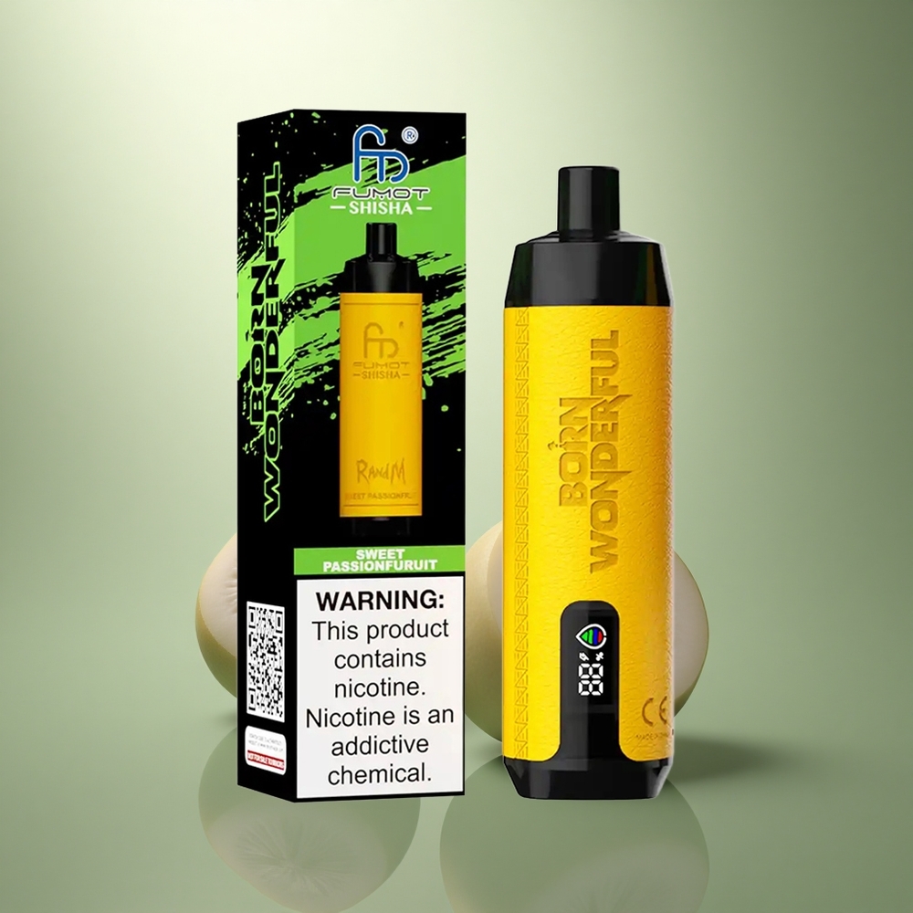 RandM Fumot Shisha 10000 Puffs Zoete Passievrucht LED Mesh Coil