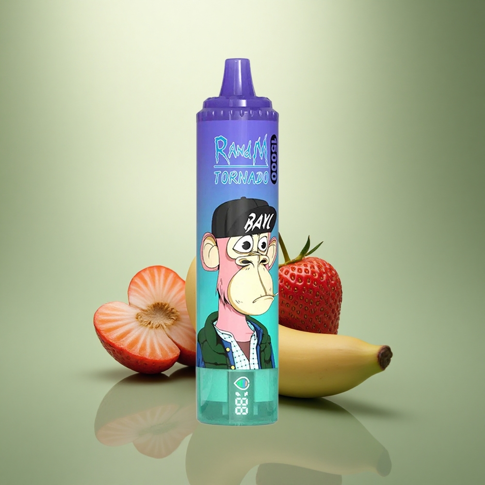 RandM Fumot Tornado 15000 Puffs Aardbei Banaan 25ml Mesh LCD