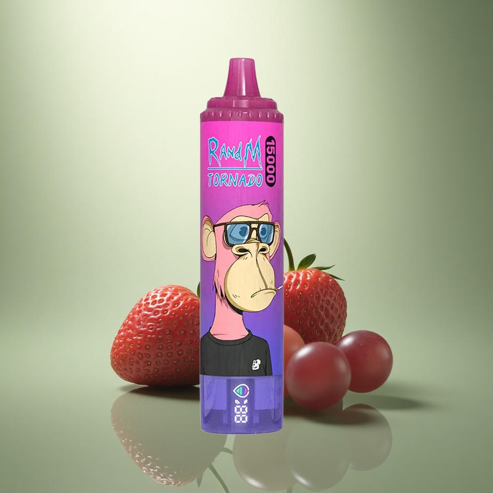 RandM Fumot Tornado 15000 Puffs Aardbei Druif 25ml Mesh LCD