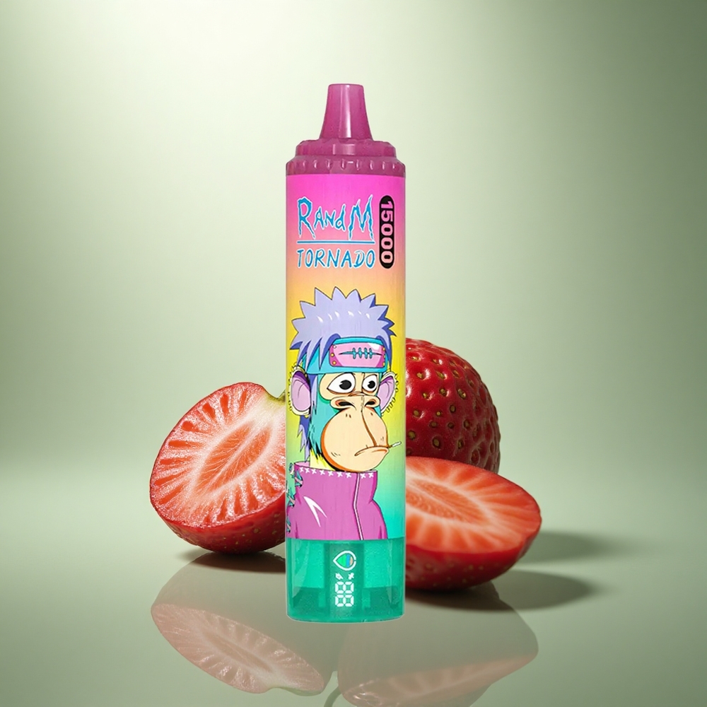RandM Fumot Tornado 15000 Puffs Aardbei IJs 25ml Mesh LCD
