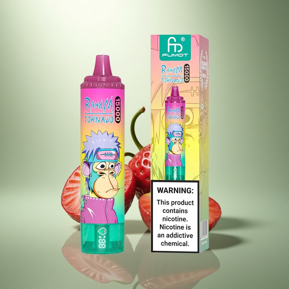 RandM Fumot Tornado 15000 Puffs Aardbei IJs 25ml Mesh LCD