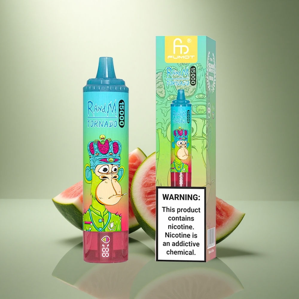 RandM Fumot Tornado 15000 Puffs Aardbei Watermeloen 25ml Mesh LCD