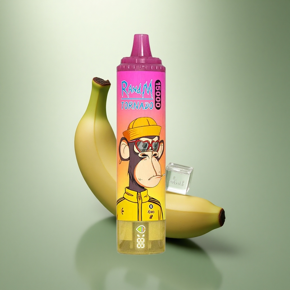 RandM Fumot Tornado 15000 Puffs Banaan IJs 25ml Mesh LCD