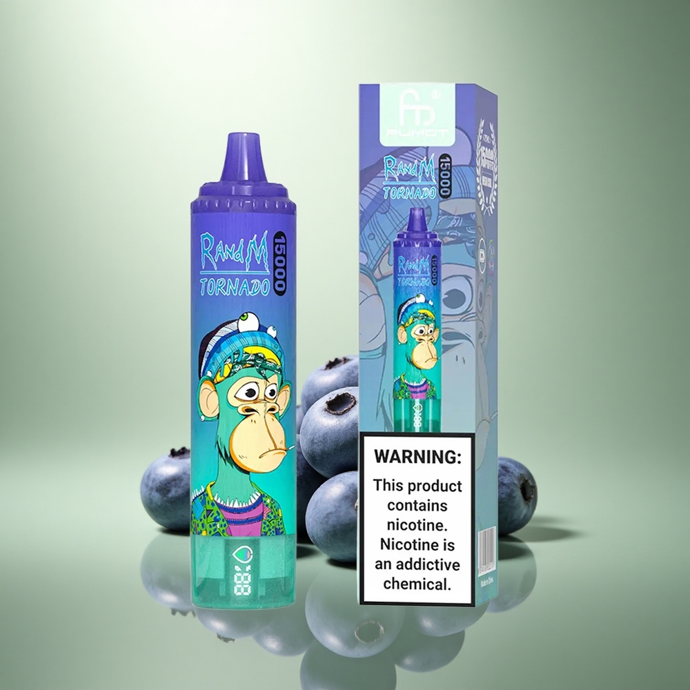 RandM Fumot Tornado 15000 Puffs Blauwebes Op IJs met 25ml en Mesh Coil