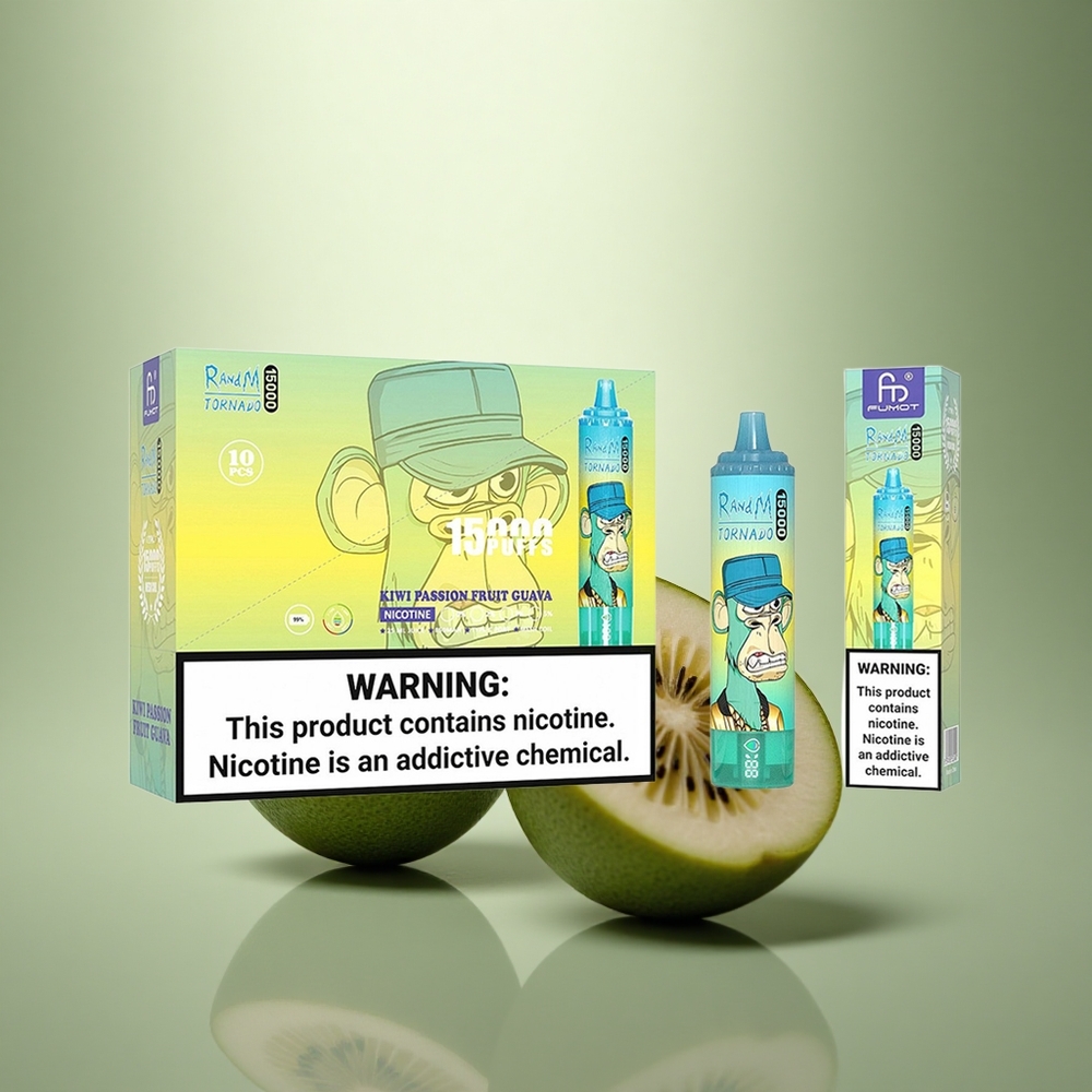 RandM Fumot Tornado 15000 Puffs Kiwi Passievrucht Guave 25ml Mesh LCD