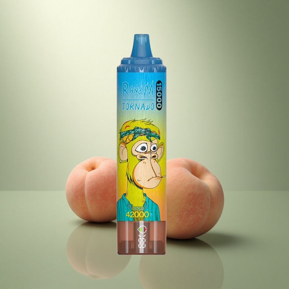 RandM Fumot Tornado 15000 Puffs Perzik Mango 25ml Mesh LCD