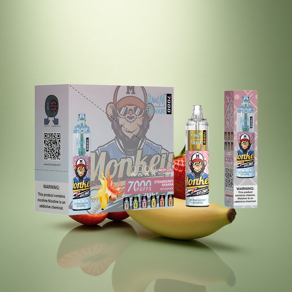 RandM Fumot Tornado 7000 Puffs Aardbei Banaan Mesh Coil Type-C