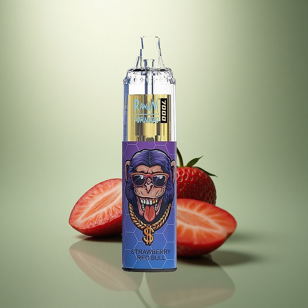 RandM Fumot Tornado 7000 Puffs Aardbei Rode Storm 7000 Mesh Type-C RGB