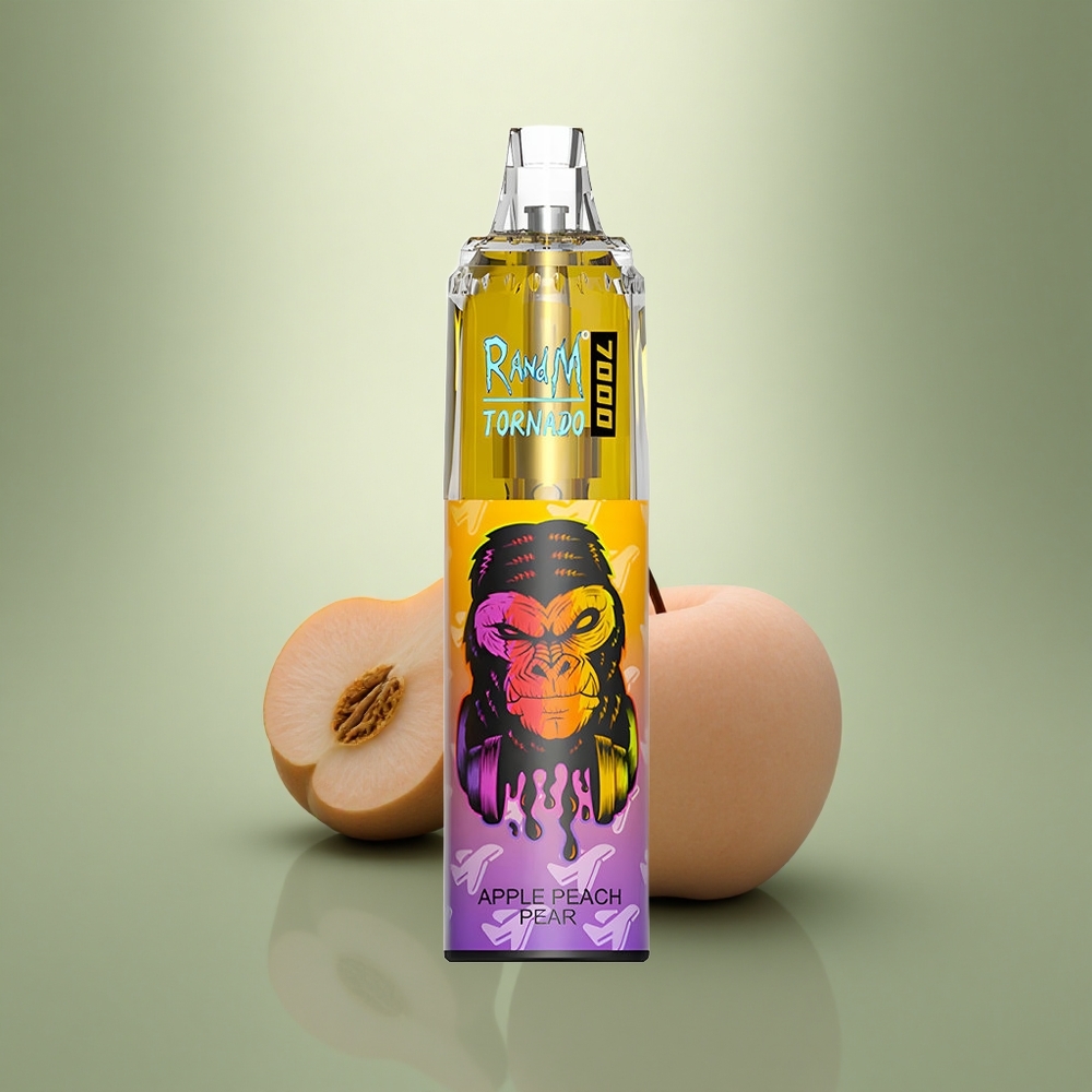 RandM Fumot Tornado 7000 Puffs Appel Perzik Peer Type-C Licht Mesh