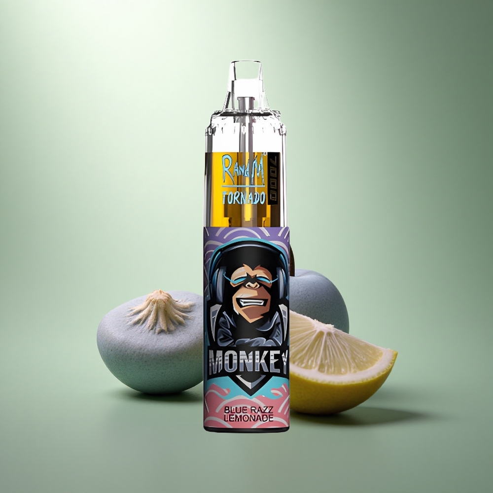 RandM Fumot Tornado 7000 Puffs Blauwe Framboos Limonade met Mesh Coil en Type-C Port