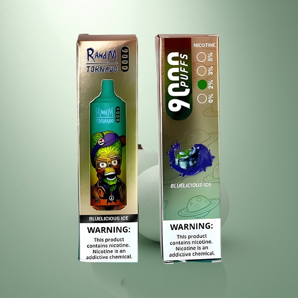 RandM Fumot Tornado 9000 Puffs Blauwheerlijk IJs 850 mAh Mesh Coil RGB Display
