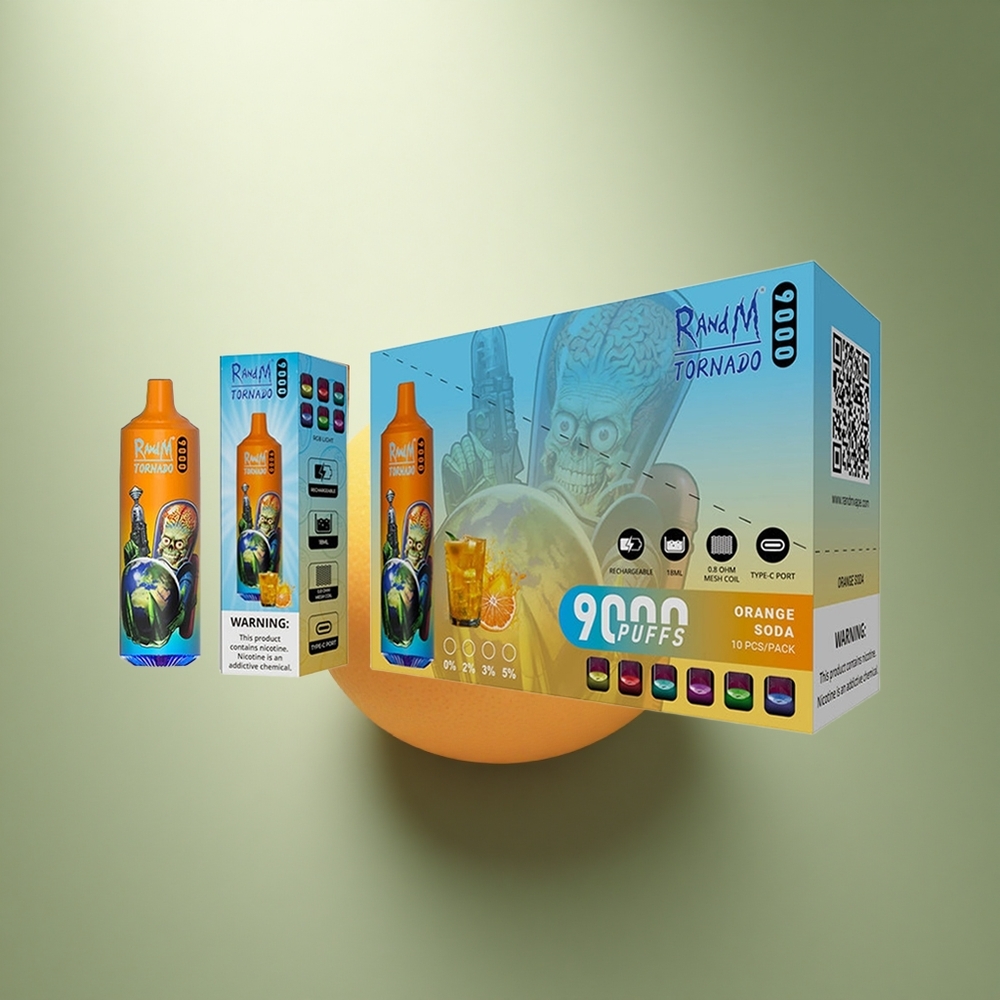 RandM Fumot Tornado 9000 Puffs Oranje Frisdrank Mesh Coil RGB