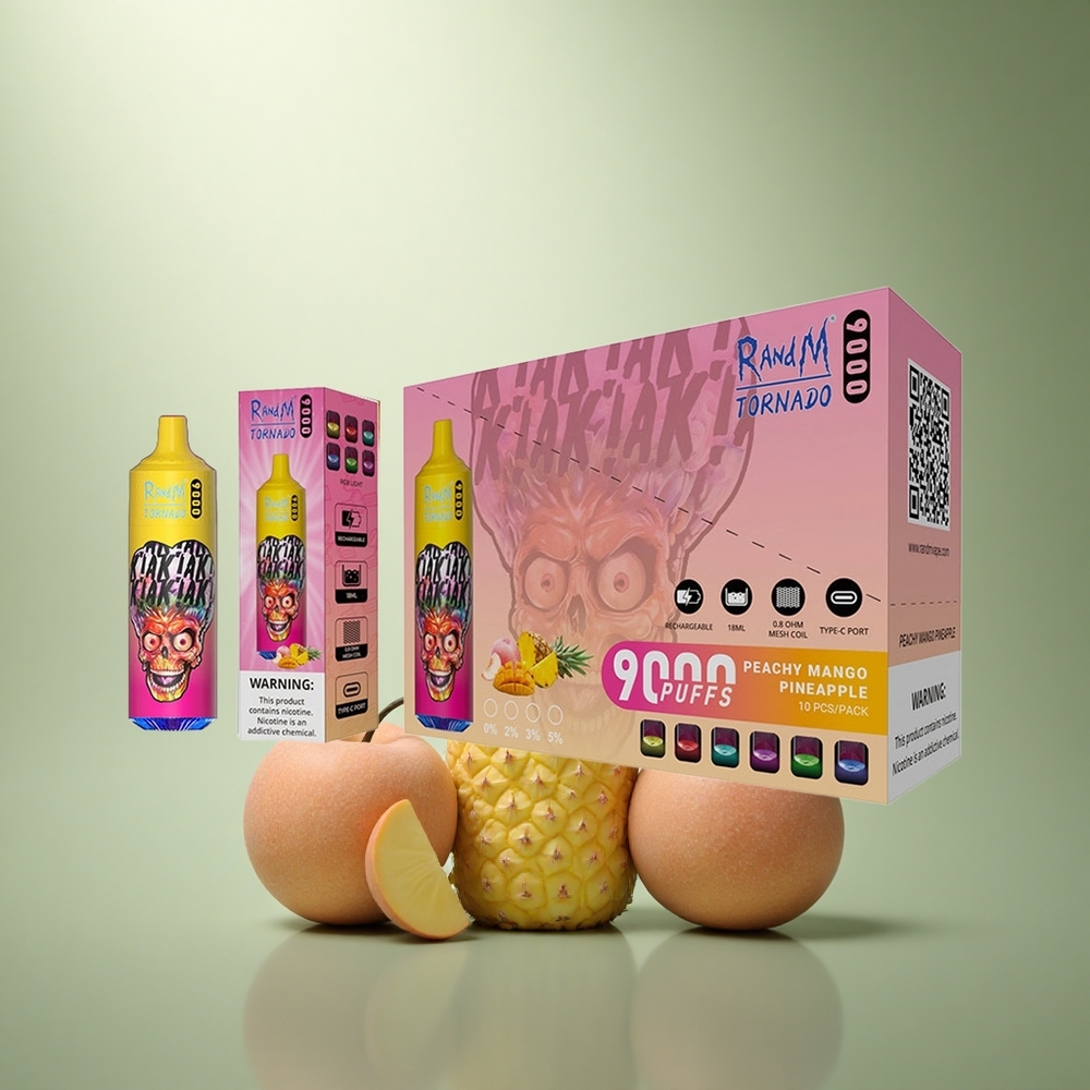 RandM Fumot Tornado 9000 Puffs Perzige Mango Ananas Mesh RGB Display