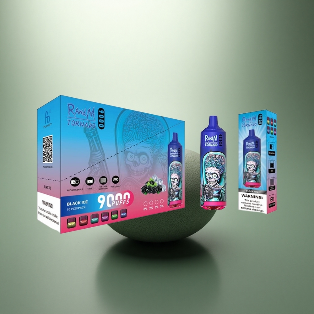 RandM Fumot Tornado 9000 Puffs Zwart IJs Mesh Coil RGB