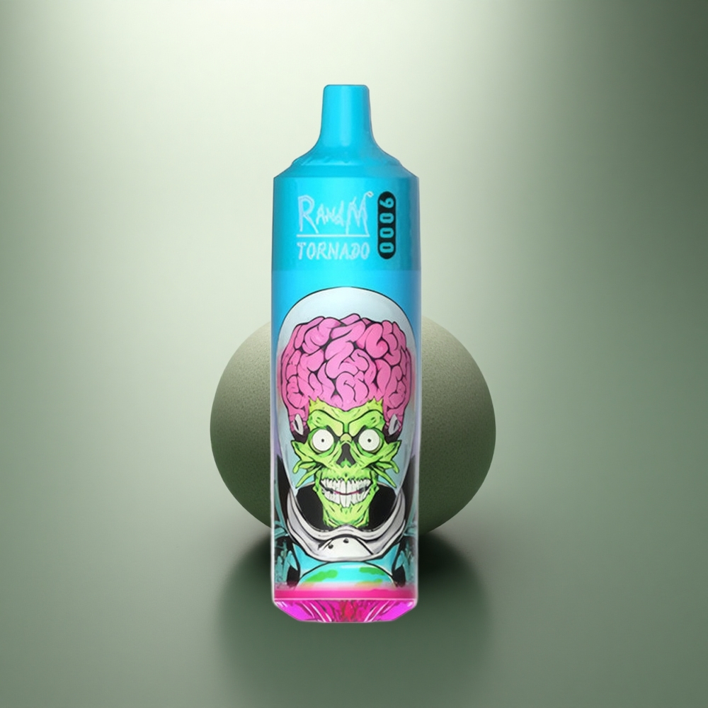 RandM Fumot Tornado 9000 Puffs Zwarte Draak IJsschuim Mesh RGB