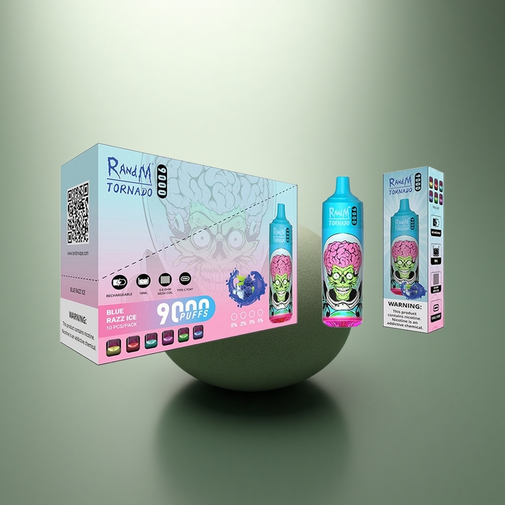 RandM Fumot Tornado 9000 Puffs Zwarte Draak IJsschuim Mesh RGB