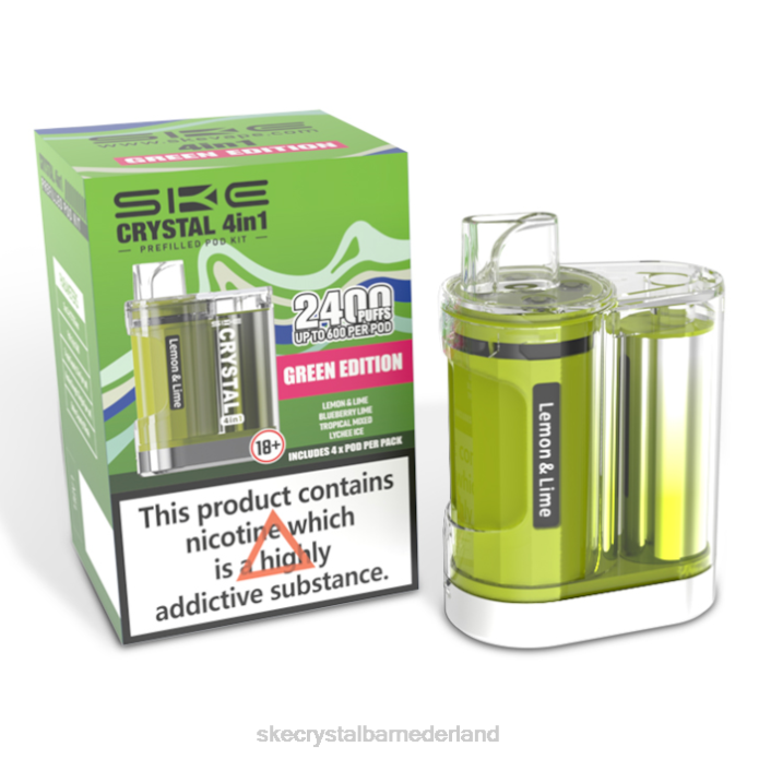 SKE Wegwerp Vape - SKE Crystal 2400 4-in-1-podset gemengd groene editie RF6697